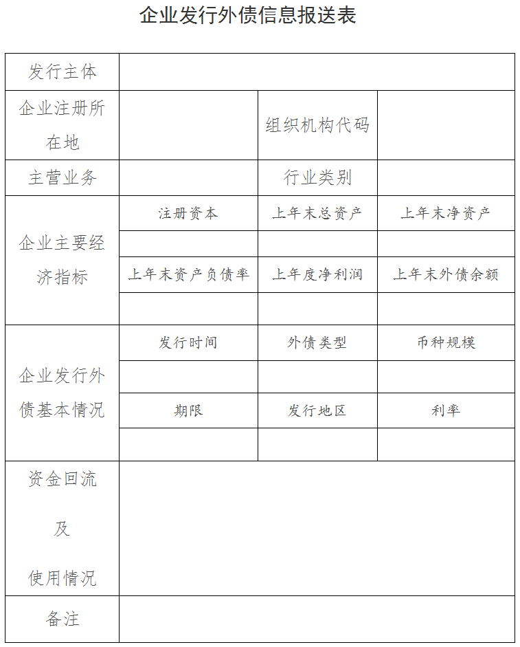 企業(yè)發(fā)行外債信息報(bào)送表