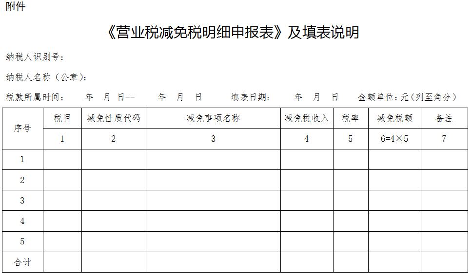 《營(yíng)業(yè)稅減免稅明細(xì)申報(bào)表》及填表說(shuō)明