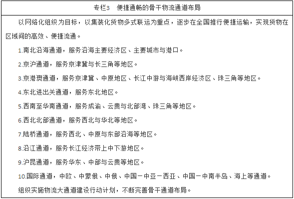 便捷通暢的骨干物流通道布局