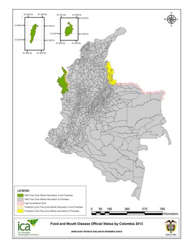 哥倫比亞口蹄疫區(qū)劃圖