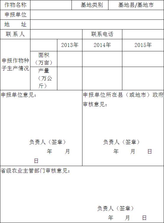 區(qū)域性良種繁育基地認(rèn)定申報(bào)表（第一批）