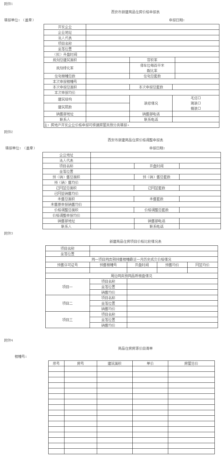市物發(fā)〔2017〕171號《西安市物價局關(guān)于商品住房價格申報有關(guān)問題的通知》